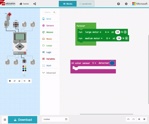 适用于LEGO EV3的Microsoft MakeCode
