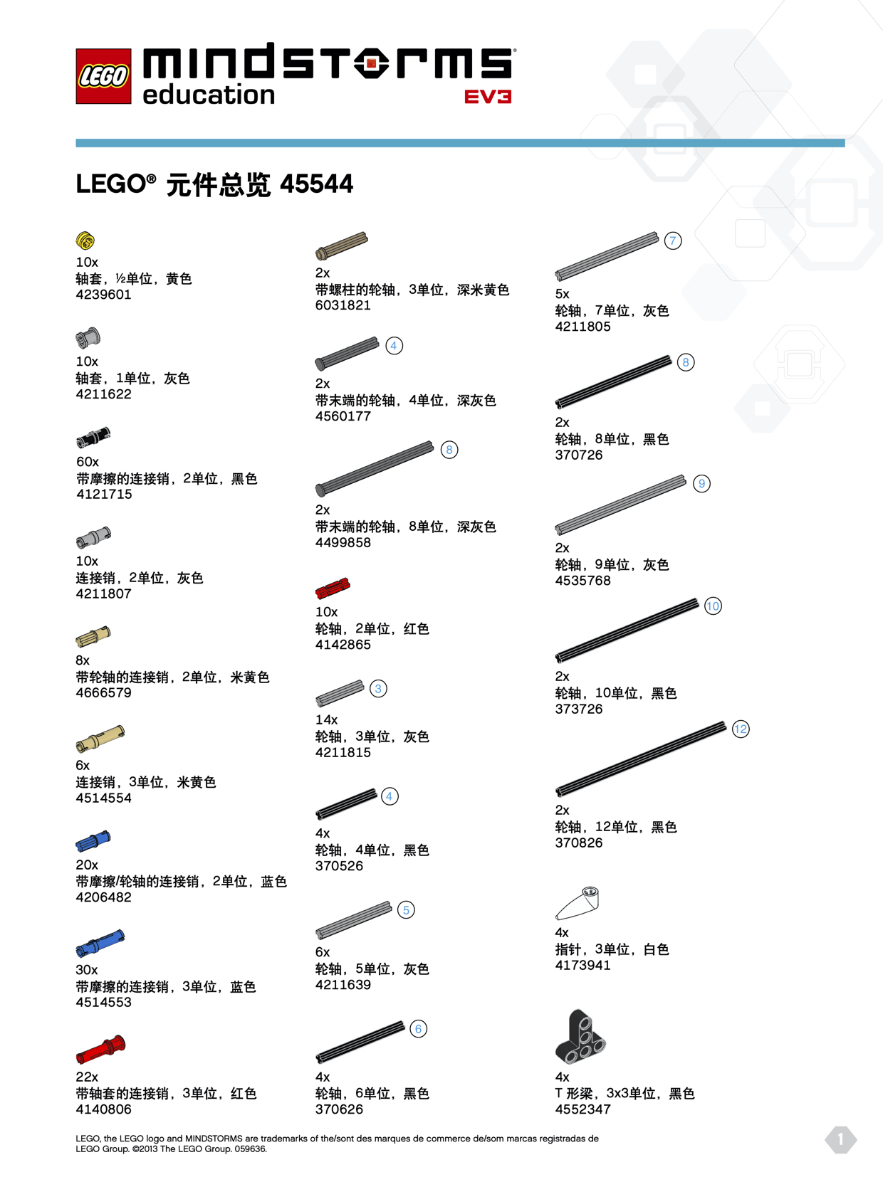 乐高EV3 45544元件清单
