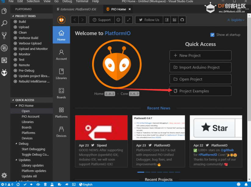 Maixduino系列实验8.尝试PlatformIO IDE开发环境（win10）
