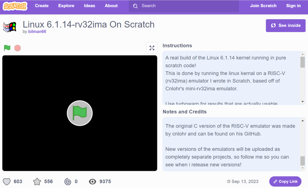 大神用Scratch手搓RISC-V模拟器，成功运行Linux内核