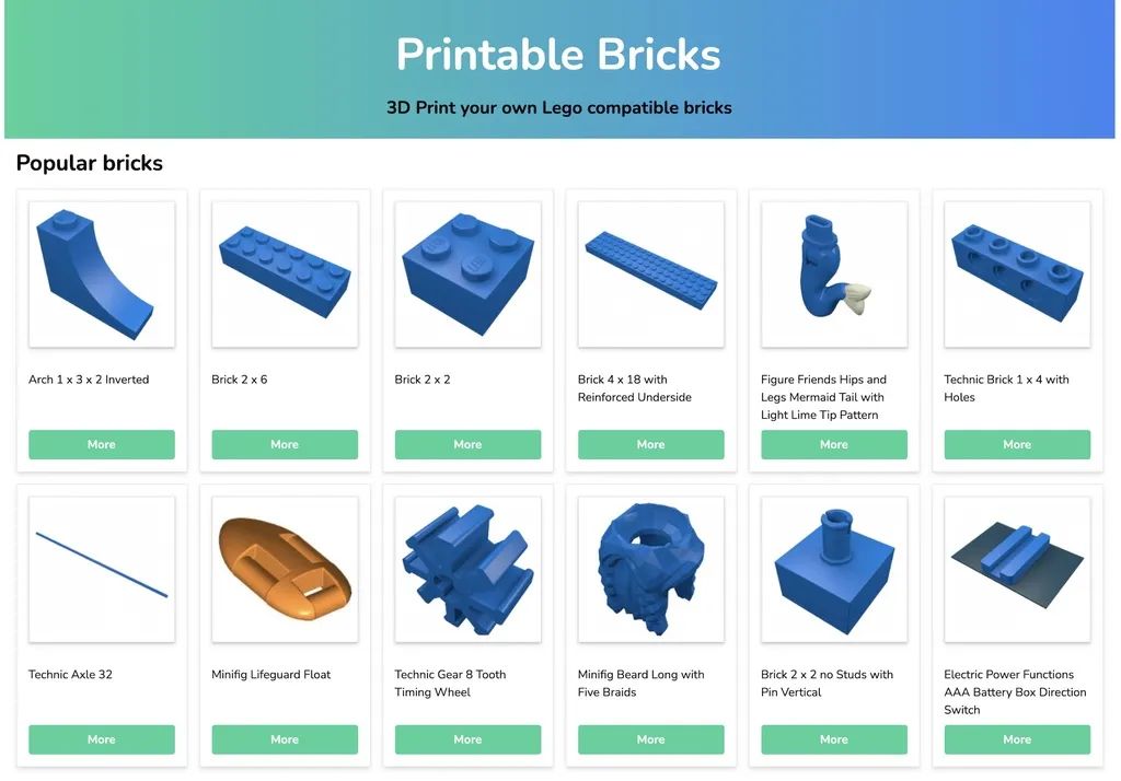 3D打印兼容可定制LEGO基础块