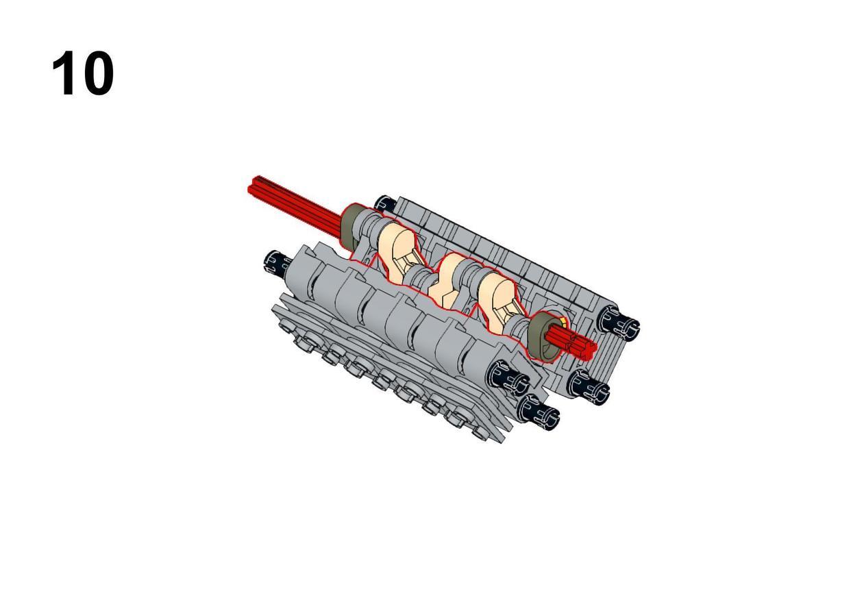 乐高积木拼装V8发动机演示发动机运行原理