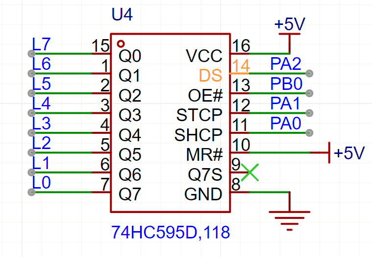 74HC595D使用方法（附接线、级联、程序）