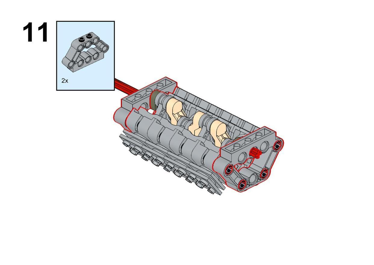乐高积木拼装V8发动机演示发动机运行原理