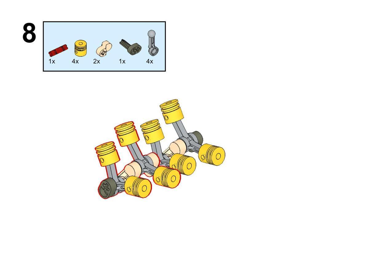乐高积木拼装V8发动机演示发动机运行原理