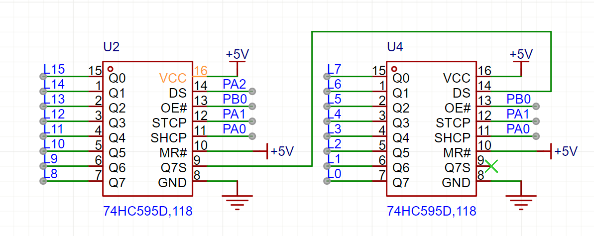 74HC595D使用方法（附接线、级联、程序）