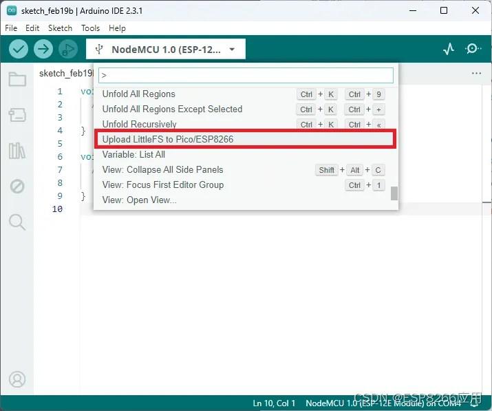 Arduino IDE 2的ESP8266 NodeMCU LittleFS Uploader插件