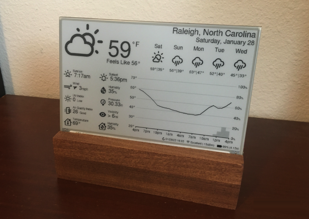自制电子墨水屏的天气显示器